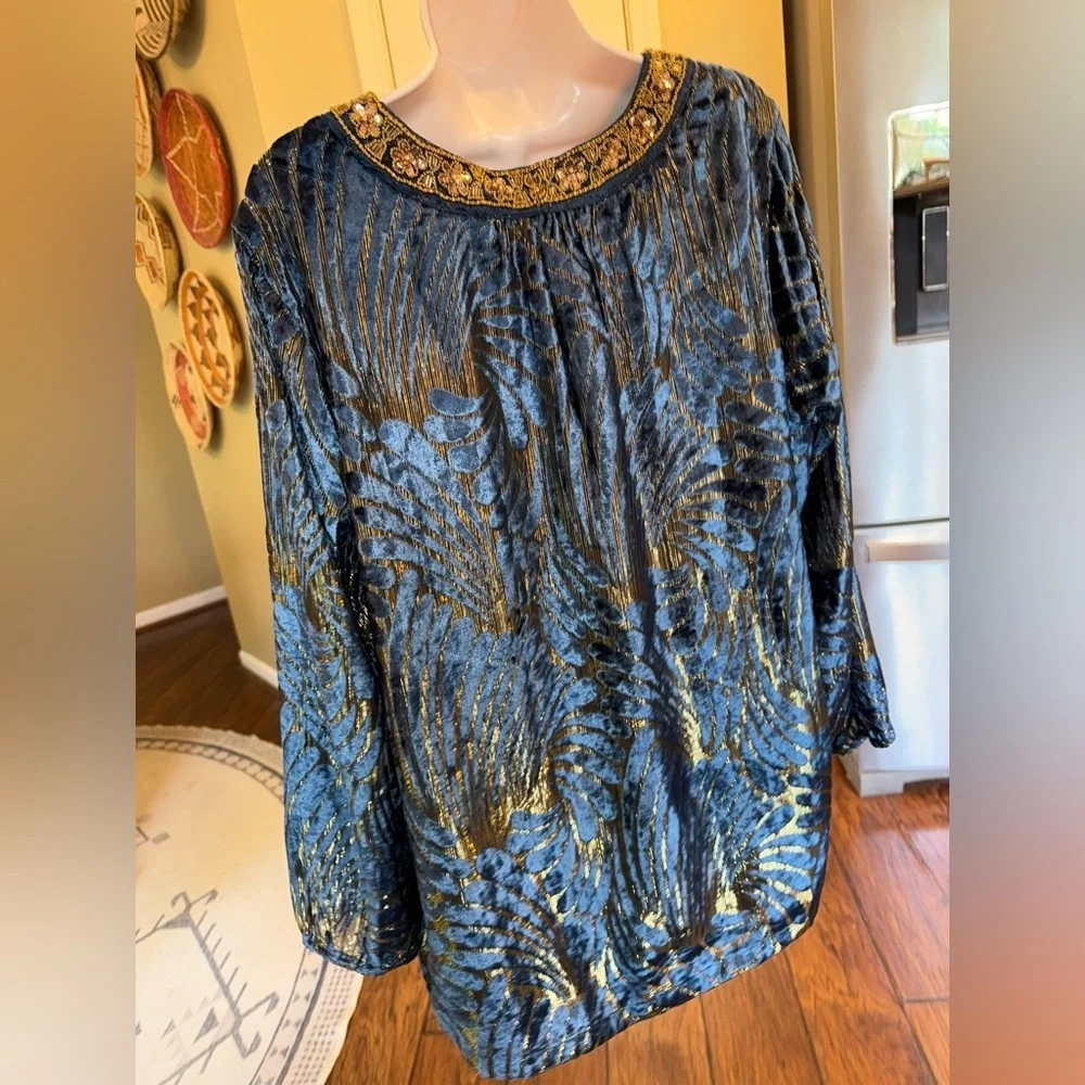Soft Surroundings Adrienne Embroidered Velvet Tunic - Picture 4 of 11